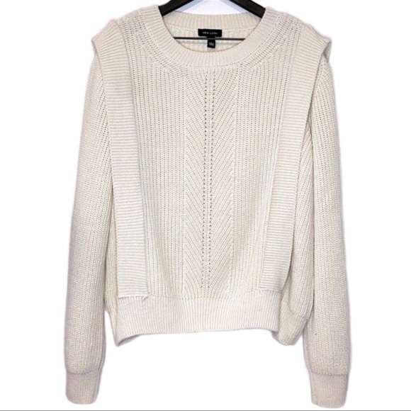 ASOS New Look Cream Longsleeve Crewneck Pullover Sweater w/ side panel details - Picture 1 of 8